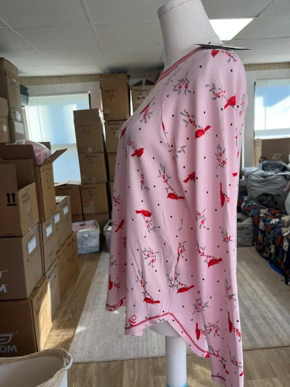 Title: NEW Cuddl Duds 2 Pc Pajama Set Cardinal Print Pink